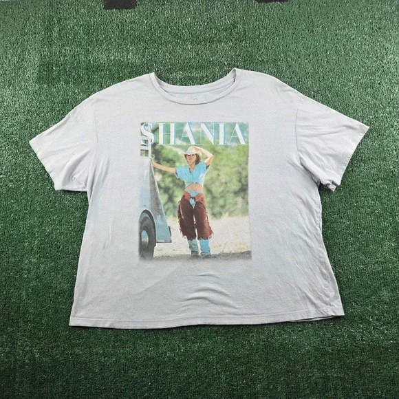 Shania Twain Boxy Cropped Fit T-Shirt Cotton Country Music Concert Womens Large - Picture 2 of 5